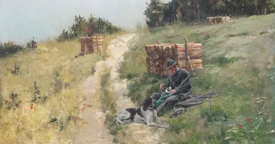A Hunter Taking Refreshment