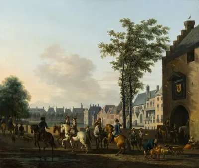 A Hunting Party Near The Hofvijver In The Hague Seen From The Plaats