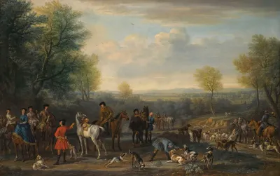 A Hunting Party Possibly Depicting Charles Spencer 3rd Duke Of Marlborough 1706 1758 And His Wife Elizabeth Countess Of Marlborough D 1761