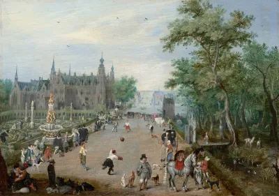 A Jeu De Paume Before A Country Palace