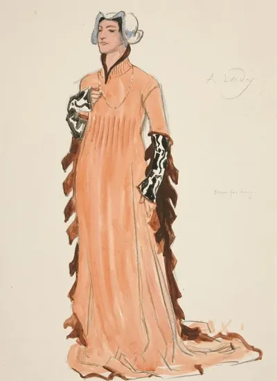 A Lady Costume Sketch For Henry Irvings Planned Production Of King Richard Ii 2