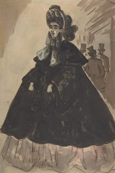 A Lady In A Bonnet And Coat