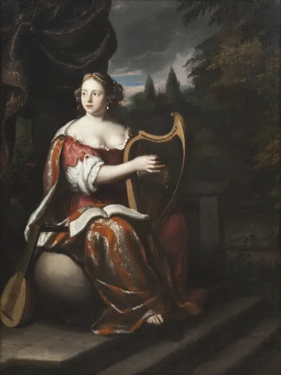 A Lady Playing The Harp 2