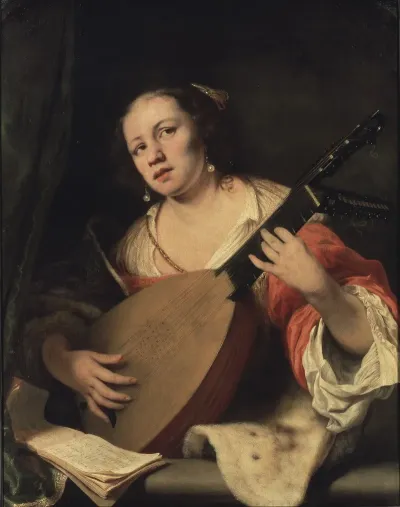 A Lady Playing The Lute