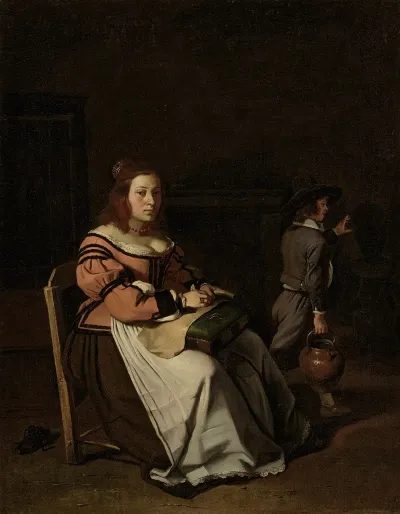A Lady Sewing Lace In An Interior 2