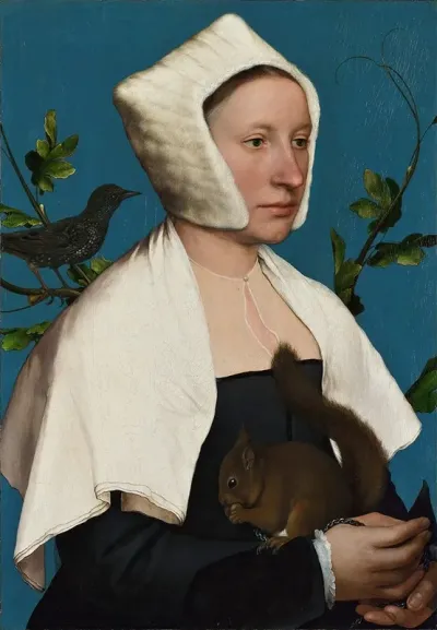 A Lady With A Squirrel And A Starling