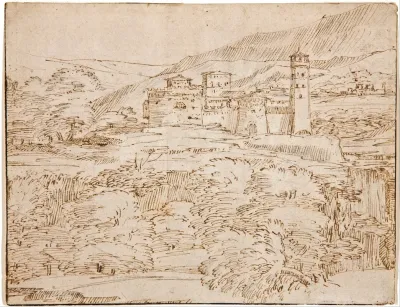 A Landscape With A Castle Above A Belt Of Trees