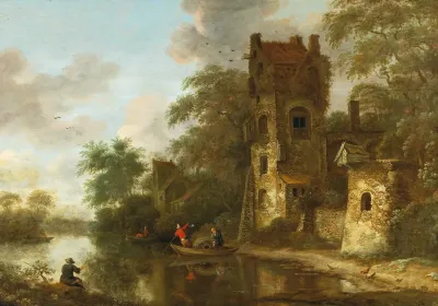 A Landscape With A Ruin On The Bank Of A River