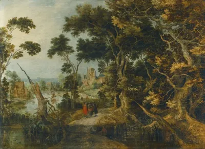 A Landscape With Christ And His Disciples On The Road To Emmaus
