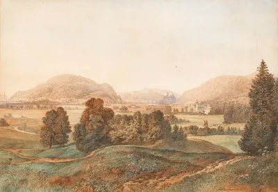 A Landscape With Church And Aigen Castle Seen From South East