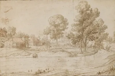 A Landscape With Houses On The Bank Of A River