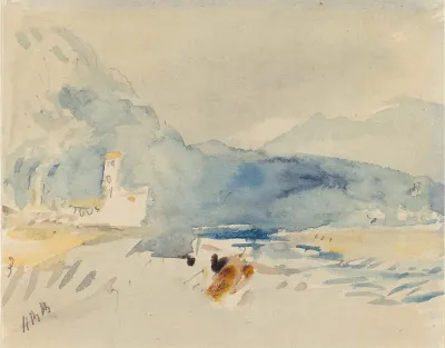 A Landscape With Mountains And A Stream