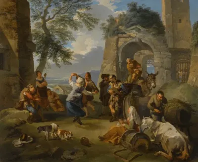 A Landscape With Peasants Dancing And Merrymaking