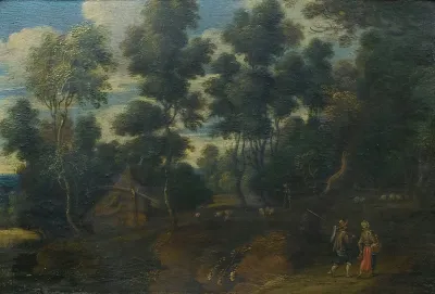 A Landscape With Shepherds On A Path