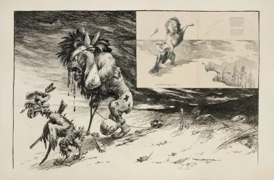 A Lion Great Britain And An Eagle United States Both Badly Wounded Hobble From A Land They Tried To Conquer