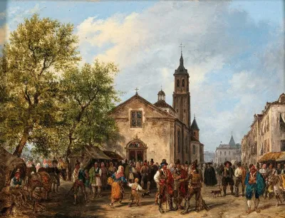 A Lively Scene On A Market Square