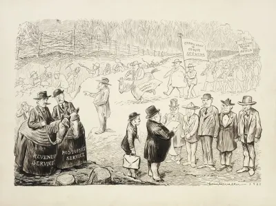 A Long Line Of Men March With Signs