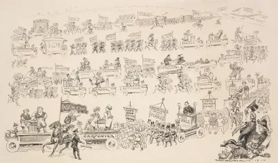 A Long Parade Of Women Representing Different Professions Marches By The President Of The United States And A Few Officials