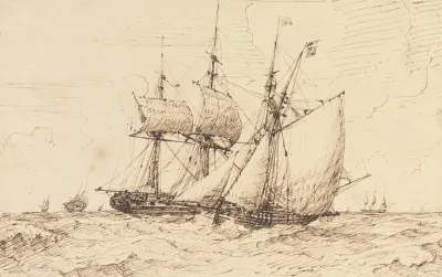 A Lugger Signaling A Passing Frigate