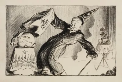 A Magician Pulls Away A Cloth Representing The 4 Power Treaty And Reveals A Rabbit Representing The League Of Nations