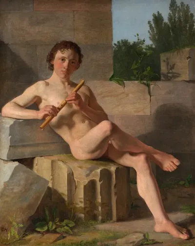 A Male Model Playing Flute