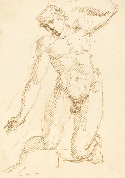 A Male Nude Kneeling