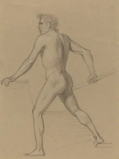 A Male Nude Moving To The Left