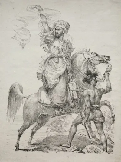 A Mameluke Chief On Horseback Signaling For Help