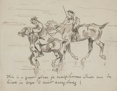 A Man And A Boy Riding On A Beach