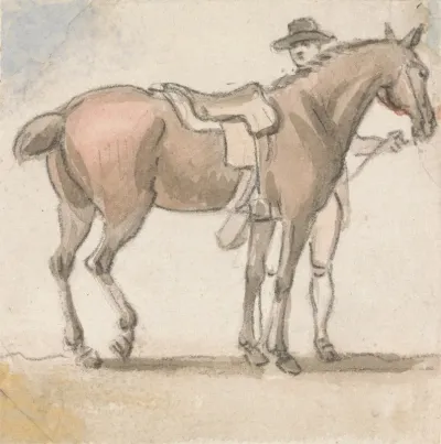 A Man And A Saddled Horse