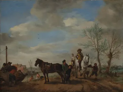 A Man And A Woman On Horseback