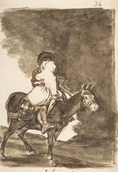 A Man And A Woman Riding A Mule