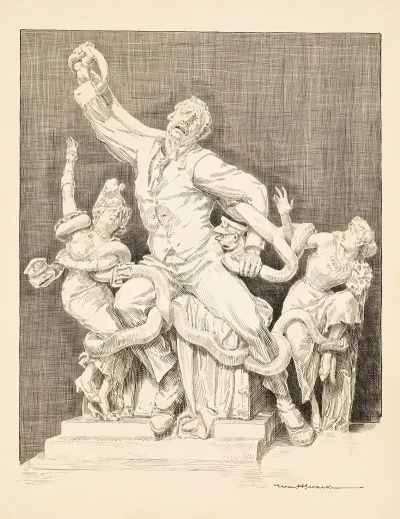 A Man And Two Women Are Attacked By Snakes With The Heads Of Men