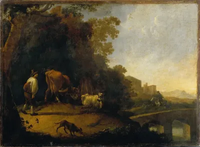 A Man Driving Cows