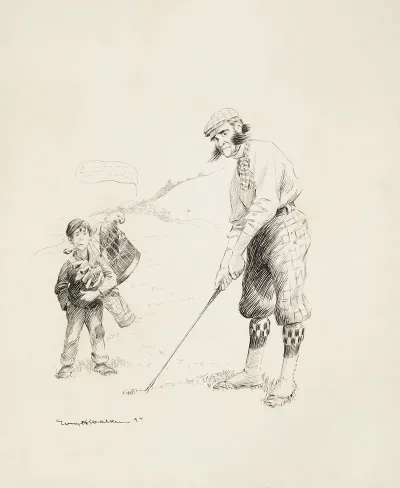 A Man Golfing Looking Worried