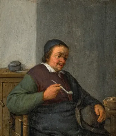 A Man Holding A Pipe In An Interior