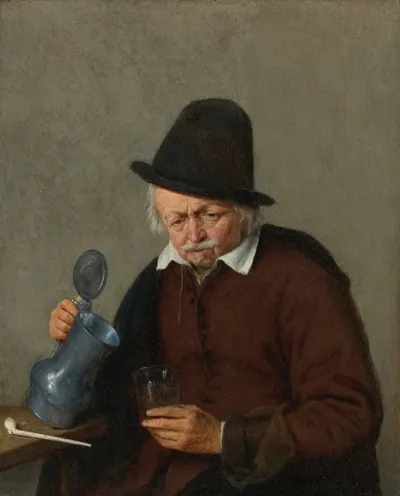 A Man Holding A Tankard And A Glass