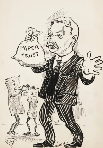 A Man Holds A Bag Labeled Paper Trust