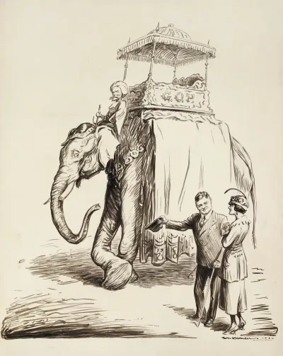 A Man In A Suit Representing Politicians Invites A Woman Representing The Womans Vote To Take A Ride