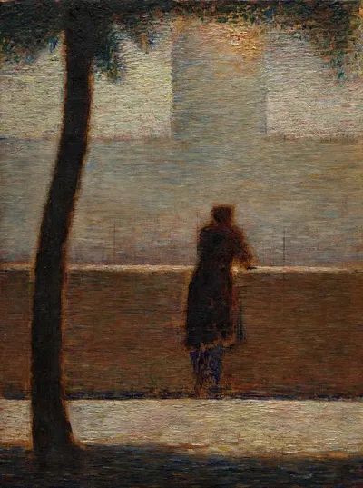 A Man Leaning On A Parapet
