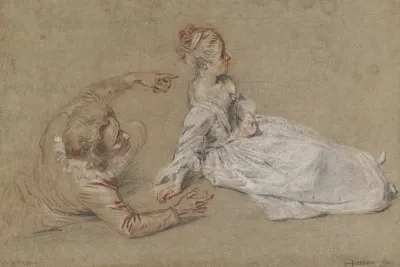 A Man Reclining And A Woman Seated On The Ground