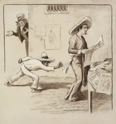 A Man Representing Panama Steals The Panama Canal From The Pocket Of An Unsuspecting Man Representing Colombia