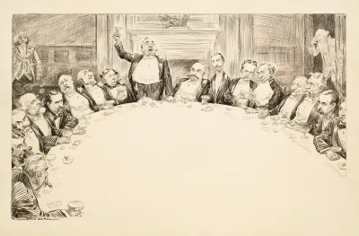 A Man Representing The Trusts Speaks At A Fancy Dinner For Numerous Wealthy Americans