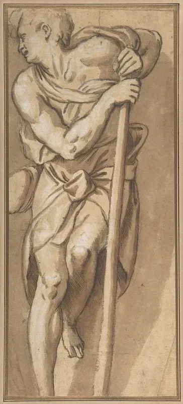 A Man Resting On A Staff