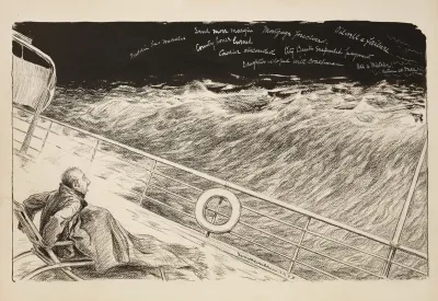 A Man Sleeping On The Deck Of A Boat Wakes Up To See Negative Messages Written In The Night Sky
