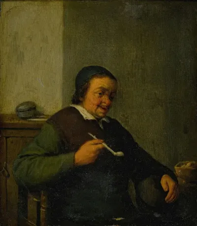 A Man Smoking In An Interior