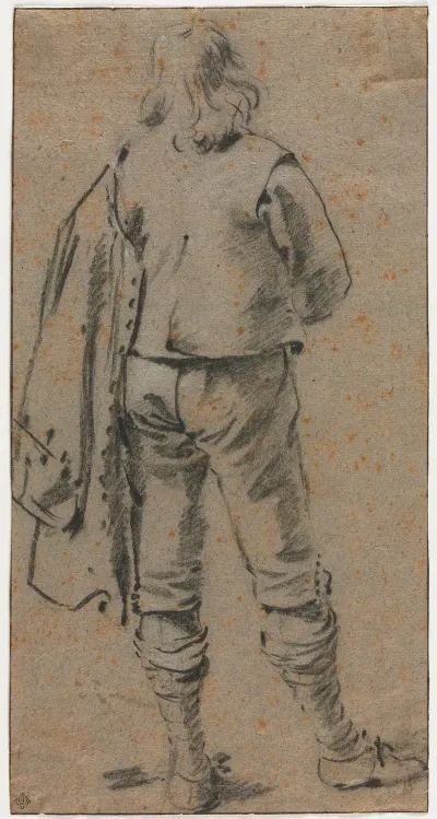 A Man Standing Seen From The Back