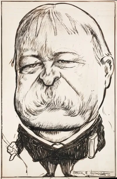 A Man With A Large Mustache And A Book Under His Arm