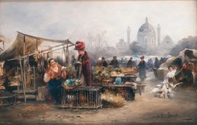 A Market Before The Church Of St Charles