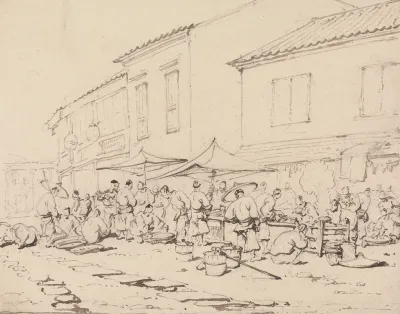 A Market Place And Crowd